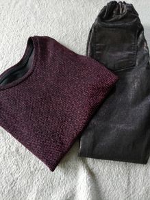 Girls Outfit  Coated Skinny Jeans & Lurex Top (BNWOT)