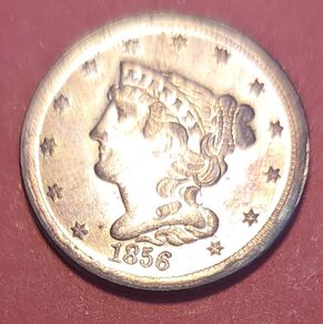 1856 American Half Cent Coin In A/ Uncirclulated Condition