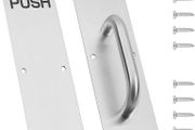 Stainless Steel Pull Handle Set - Heavy Duty with Push Plate &amp; Screws for Sliding Barn &amp; Fire Doors - Home, Office, &amp; Public Spaces