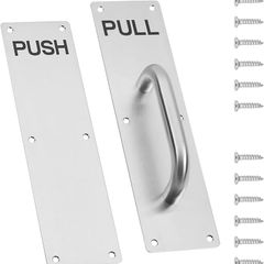 Stainless Steel Pull Handle Set - Heavy Duty with Push Plate & Screws for Sliding Barn & Fire Doors - Home, Office, & Public Spaces