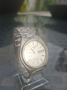 Vintage 1980's Pulsar Stainless steel Day-Date Gentleman's Watch made in Japan