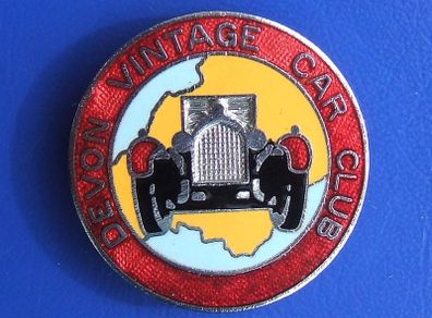 DEVON VINTAGE CAR CLUB - an early membership enamel badge (1970's). A scarce & large badge. 35mm dia.