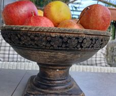 Wooden bowl carved for fruit, flowers