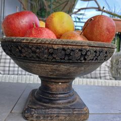 Wooden bowl carved for fruit, flowers