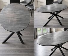 Modern Large Clifton Oval Dining Table & Black Metal Legs