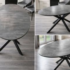 Modern Large Clifton Oval Dining Table & Black Metal Legs