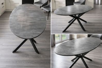 Modern Large Clifton Oval Dining Table & Black Metal Legs