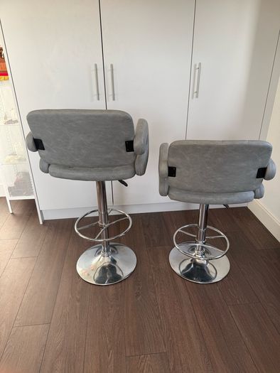 Pair of Grey Bar Chairs with Armrests