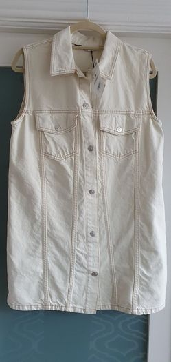 ZARA cream denim dress Sz L (12-14) - Bnwt Rrp 29.95