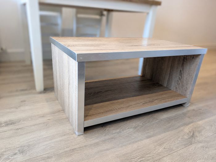 Large Heavy Grey Oak-Effect Coffee Table with Storage Shelf