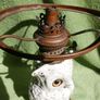 Antique German Dresden Sitzendorf Porcelain Novelty Owl Oil Lamp Image 8