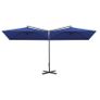 Double Parasol with Steel Pole Azure Blue 600x300 cm Image 9