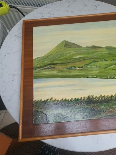 Vintage Woodcut Mount Errigal Scene