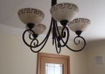 Beautiful 5 Arm Bronze Ceiling Light With Glass Shades