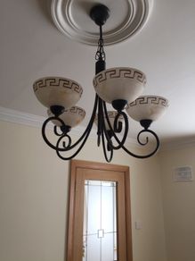 Beautiful 5 Arm Bronze Ceiling Light With Glass Shades