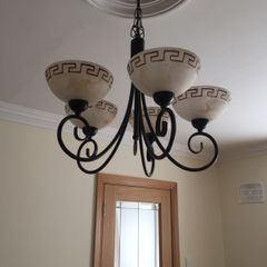 Beautiful 5 Arm Bronze Ceiling Light With Glass Shades