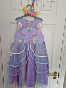 Kids Unicorn costume dress with matching hairband size 7-8yrs