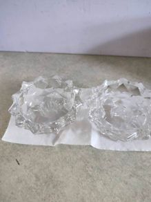 SET OF 2 Glass Candle Holders Reims France Vintage Candlesticks Home Decor Candlesticks Shabby NO. 2.