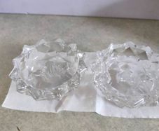 SET OF 2 Glass Candle Holders Reims France Vintage Candlesticks Home Decor Candlesticks Shabby NO. 2.