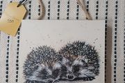 Hedgehog print on wood