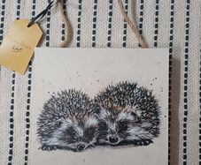 Hedgehog print on wood