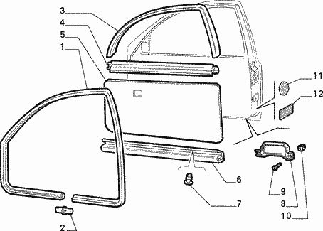 LH Front Door Rubber (Fiat Punto 176)