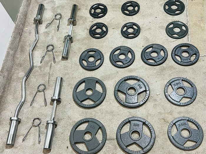 Olympic Weights Dumbbells Curl Bar Set