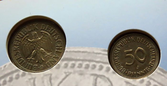 12 Coins (incl 2 Silver ) in old Germany set | 130 Years Deutsche Mark | 2 Silver coins | 12 coins
