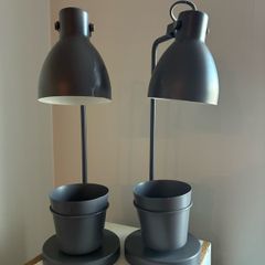2 x Grey Desk Lamps with Pot Holders