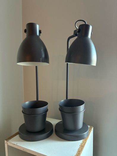 2 x Grey Desk Lamps with Pot Holders