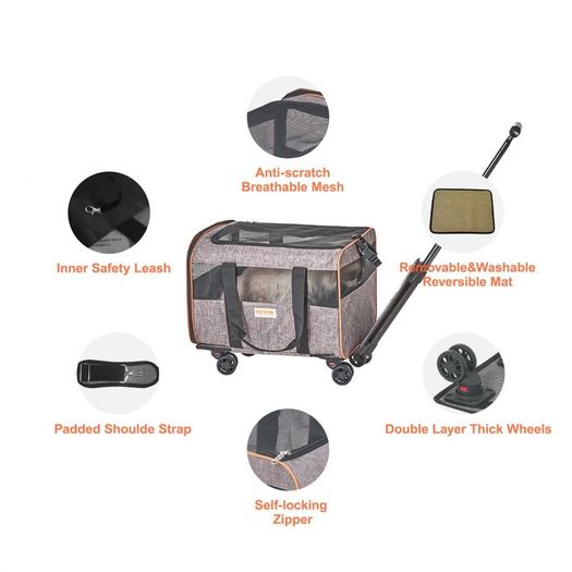 Dog Trolley Foldable Dog Backpack Portable on wheels