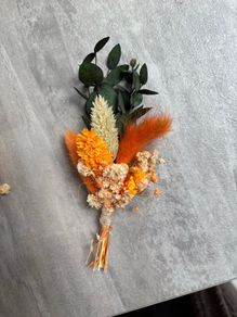 3 beautiful autumnal coloured boutonnieres
