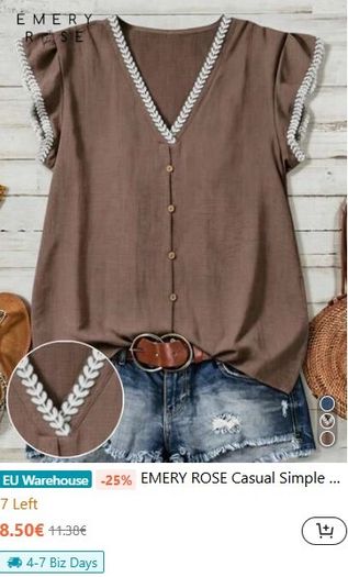 Shein brown blouse w/white trim, Size 2XL / UK20, Brand new
