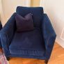 Velvet 3 seater couch + chair + foot stool Image 2