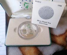 1990 Ireland Silver Proof 10 ECU Coin