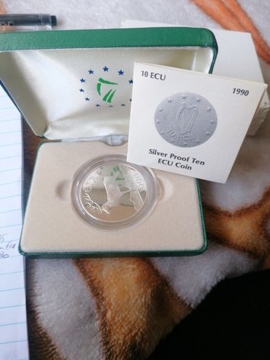 1990 Ireland Silver Proof 10 ECU Coin