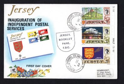 1969 Jersey Inauguration of Independent Postal Services Definitive Booklet Pane First Day Cover (FDC)