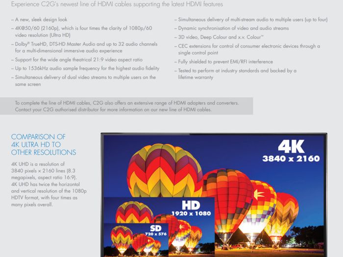 C2G 15Ft/4.6M HDMI 2.0 3D/UHD 4K(2160P@60hz) with Ethernet Gold Plated Ultra High Speed Cable (Brand New/Warranty)