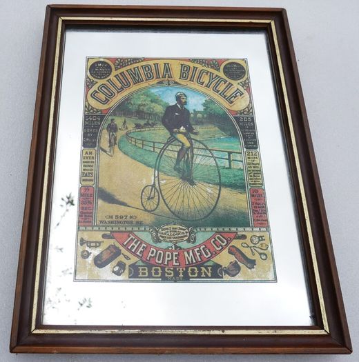 Vintage Columbia Bicycle mirror - Pope Mfg Co advertising