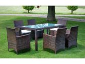 7 Piece Outdoor Dining Set with Cushions Poly Rattan Brown