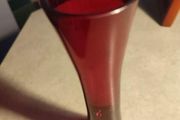 Vintage Glass Vase Red 70s Retro Mid Century Space Age Shabby Chic Country Style