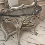 Console Table with Matching Mirror Silver Finish Marble Top Image 2