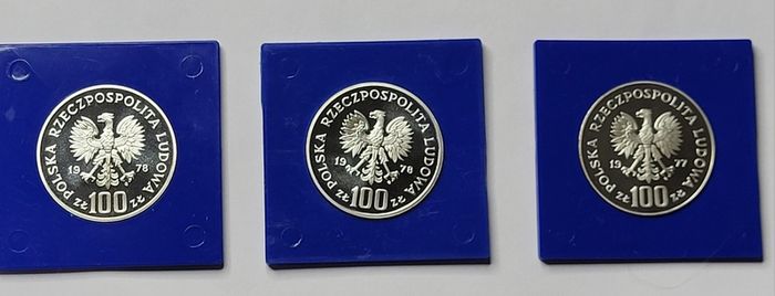 Poland 100 zlotych silver coins Environmental Protection1977,1978