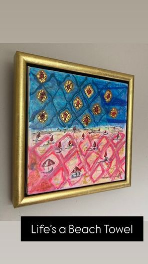 Original Abstract Painting Contemporary Irish Art Eclectic Gold Seascape