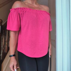 Pink Flare Open Shoulders Top, NEW LOOK, Size 10