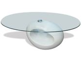 Coffee Table with Oval Glass Top High Gloss White