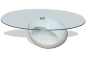 Coffee Table with Oval Glass Top High Gloss White