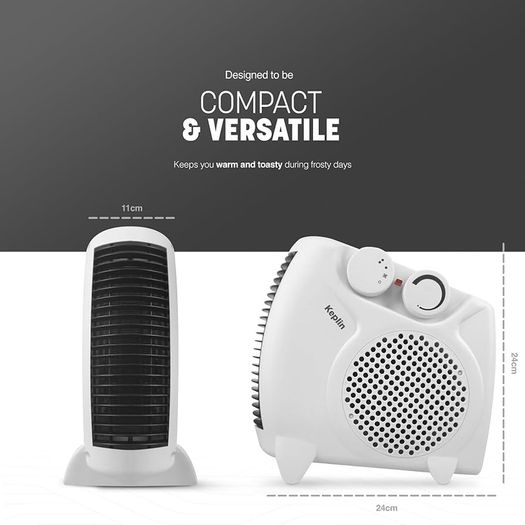 FREE EXPRESS SHIPPING  Electric Fan Heater with 2000W Power, 2 Heat Settings, Fan Setting, Safety Features & Sleek Horizontal & Vertical Design, Heat Protection & Thermostat, Lightweight & Portable for Home & Office