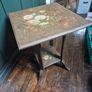 Antique Edwardian folk art handpainted fl9ral side table 2 tier Image 4