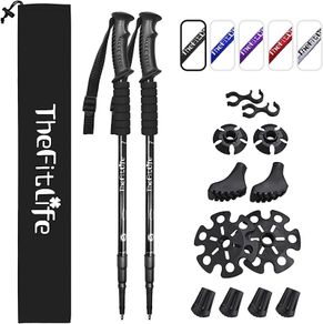 Hiking Walking Trekking Poles - 2 Pack With Antishock And Quick Lock System, Telescopic, Collapsible, Ultralight For Hiking, Camping, Mountaining, Backpacking, Walking, Trekking MULTIPLE COLOURS AVAILABLE (FREE POSTAGE)